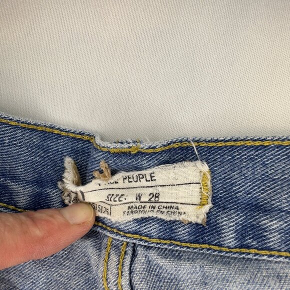 Free People Lacey Distressed Denim Cutoff Lace Hem High Rise Shorts, W28 - Picture 8 of 12